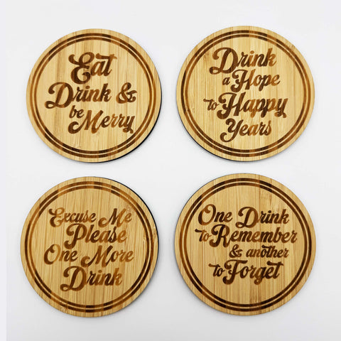 Bamboo Coaster Set with Holder